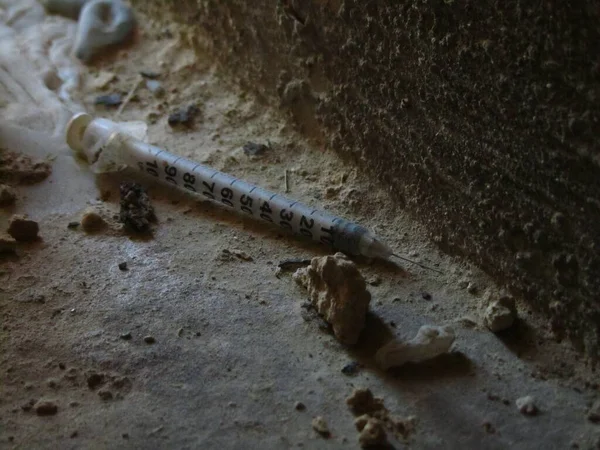 Discarded Syringe Needle Used Illegal Drug Abuse Royalty Free Stock Images