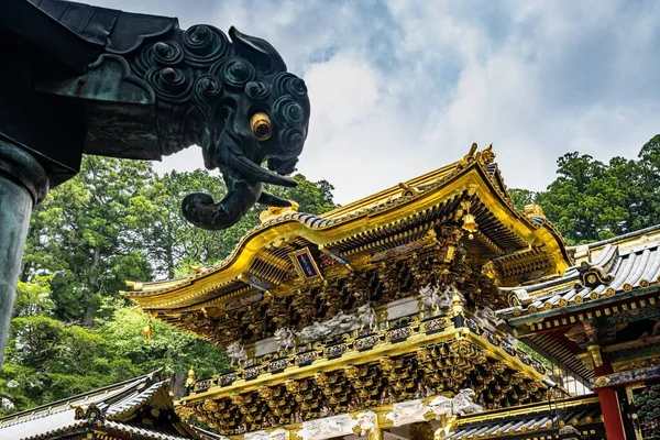 Eine Flache Aufnahme Des Schönen Goldenen Yomeimon Tores Toshogu Schrein — Stockfoto