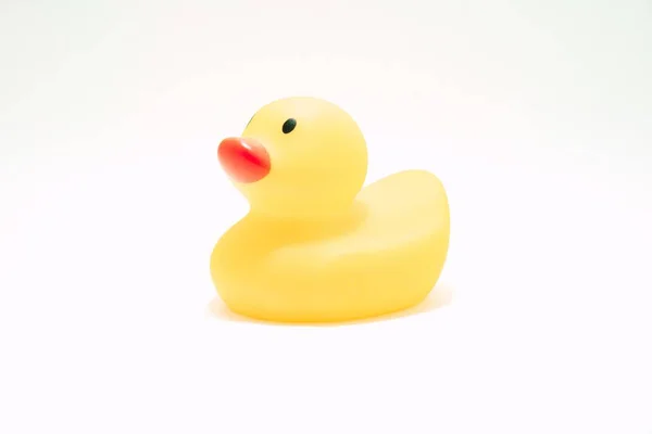 Brinquedo Pato Banho Plástico Amarelo Isolado Fundo Branco — Fotografia de Stock