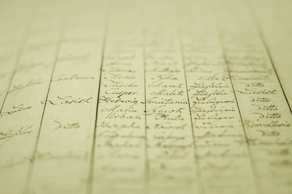 A soft focus of an old book of local records with list of residents\' names and information