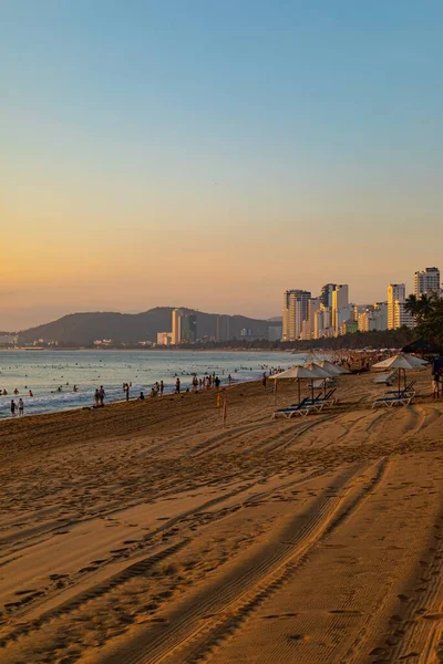 stock image A vertical shot of a beach shore with people in Nha Trang