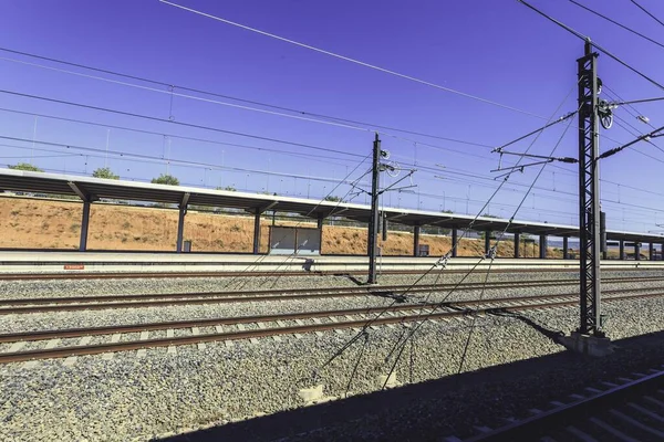Järnvägarna Cuenca Tågstation Solljuset Och Blå Himmel Spanien — Stockfoto