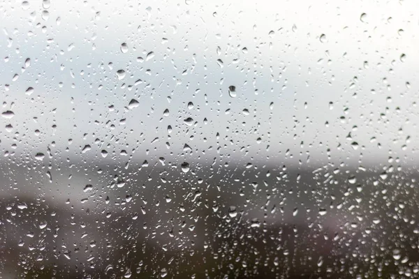 Een Close Shot Van Een Raam Een Regenachtige Dag Regendruppels — Stockfoto