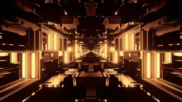 Μια Αφηρημένη Απεικόνιση Των Χρυσών Φουτουριστικών Μοτίβων Φωτός Σκοτεινό Φόντο — Φωτογραφία Αρχείου