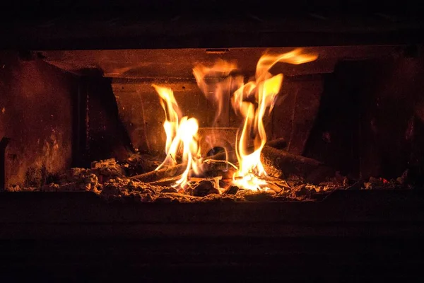 Fireplace Wood Burning — Stock Photo, Image