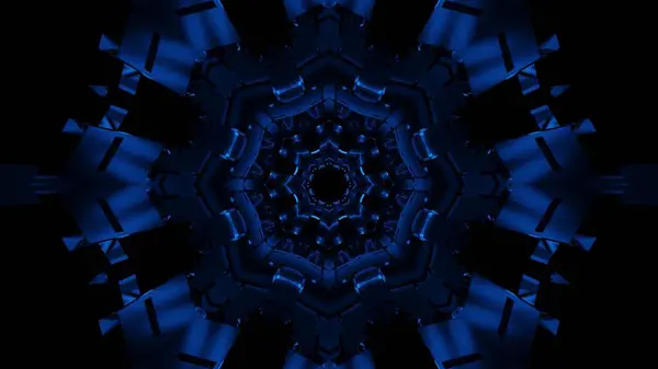 Ein Kosmischer Hintergrund Mit Blauen Neonlaserlichtern Geometrischen Formen — Stockfoto