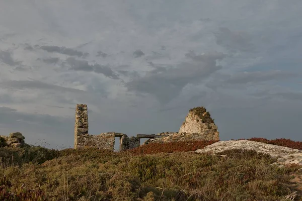 Hermoso Plano Las Ruinas Corrubedo Galicia España Bajo Cielo Nublado — Foto de Stock