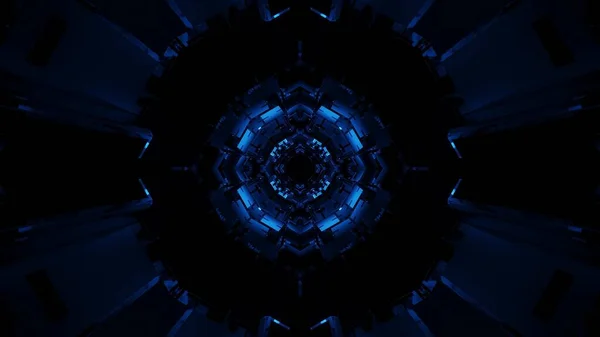 Ambiente Cósmico Com Círculo Azul Luzes Com Fundo Preto — Fotografia de Stock