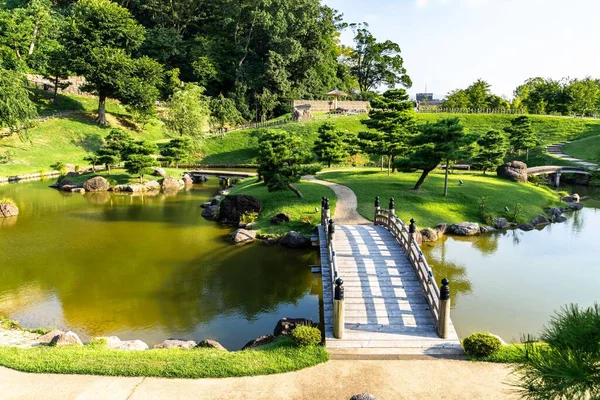 Una Toma Alto Ángulo Del Hermoso Jardín Gyokuseninmaru Capturado Kanazawa — Foto de Stock