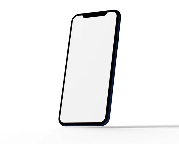 Zbliżenie Smartfona Białym Ekranem Niebieską Walizką — Zdjęcie stockowe