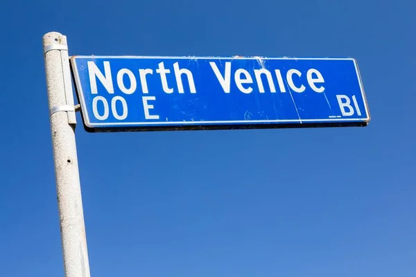 North Venice Blue Sign Blue Sky Background — Stock Photo, Image