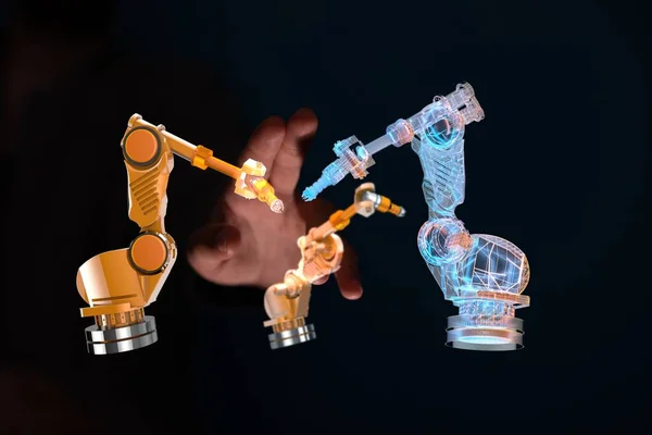 Industry Concept Robot Arm Smart Factory Backgroun — Stock Photo, Image