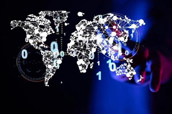 Wereldwijde Netwerkverbinding Wereldkaart Punt Lijn Samenstelling Concept — Stockfoto