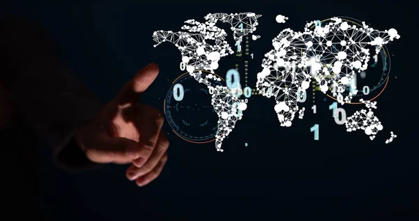 Wereldwijde Netwerkverbinding Wereldkaart Punt Lijn Samenstelling Concept — Stockfoto