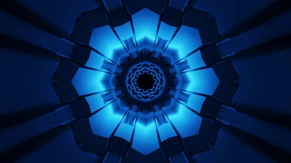 Fundo Cósmico Com Luzes Laser Néon Azul Formas Geométricas — Fotografia de Stock