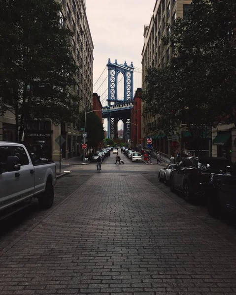 Brooklyn Stati Uniti 2018 Iconica Strada Brooklyn Dumbo Manhattan Bridge — Foto Stock