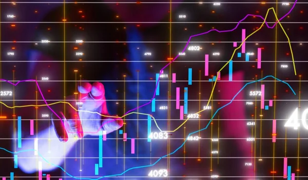 Inteligência Empresarial Diagrama Gráfico Negociação Ações Painel Investimento — Fotografia de Stock