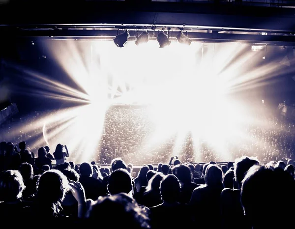 Viele Besucher Bei Einem Konzert Mit Schöner Beleuchtung — Stockfoto