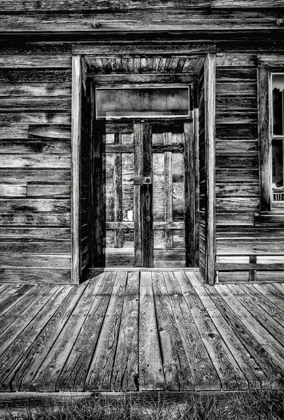 Graustufenaufnahme Eines Verlassenen Holzhauses Bodie State Historic Park Kalifornien — Stockfoto