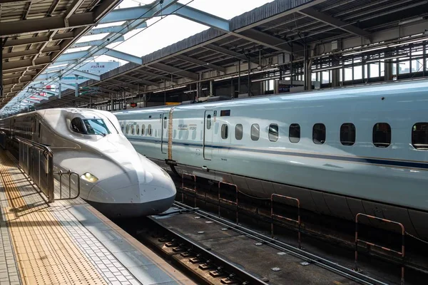 Trens Shinkansen Durante Dia Japão — Fotografia de Stock