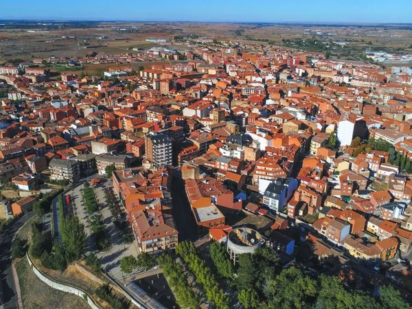 Vista Aérea Benavente Pueblo Zamora España Drone Foto —  Fotos de Stock