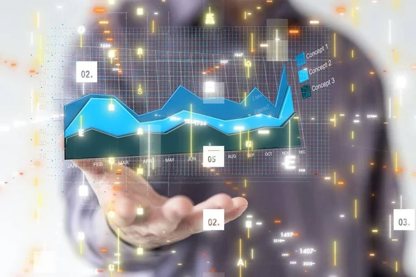 Wirtschaftliche Graphik Mit Diagrammen Auf Dem Aktienmarkt Für Geschäfts Und — Stockfoto