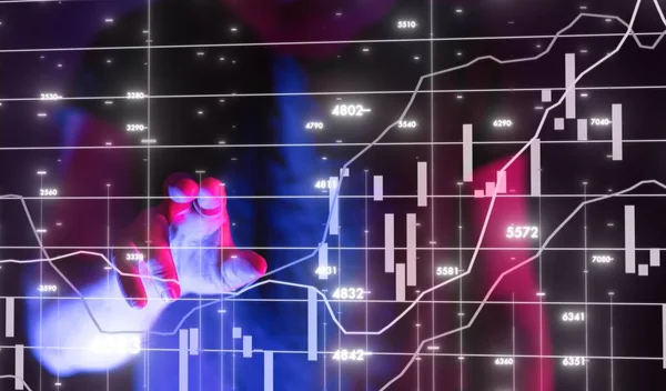 Obchodní Zpravodajství Diagram Graf Obchodování Burze Investiční Panel — Stock fotografie