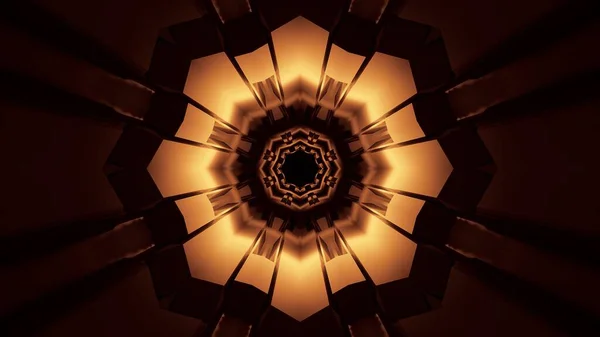 Uno Sfondo Cosmico Con Luci Laser Dorate Dalle Forme Geometriche — Foto Stock