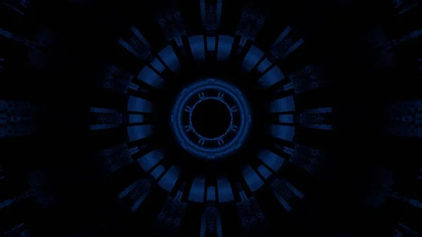 Kosmické Prostředí Modrým Kruhem Světel Černým Pozadím — Stock fotografie