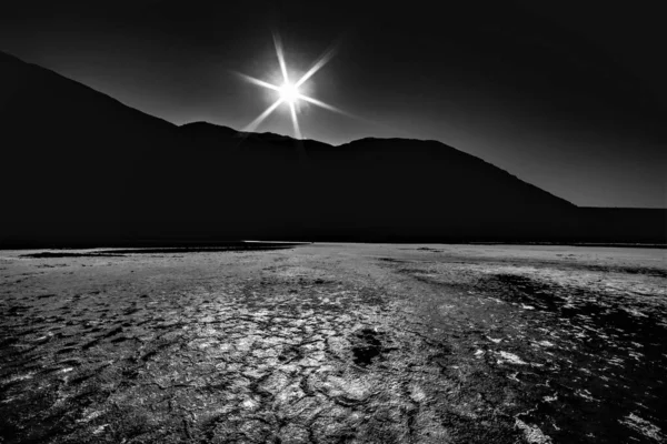 Grayscale Shot Badwater Death Valley California Usa — Stock fotografie