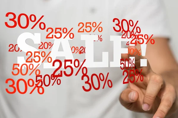 Porcentaje Compras Digitales Mano — Foto de Stock