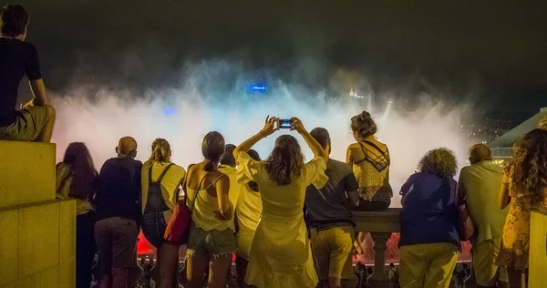 Barcelona Spanien Aug 2018 Nachtfotos Des Magischen Brunnens Von Montjuic — Stockfoto