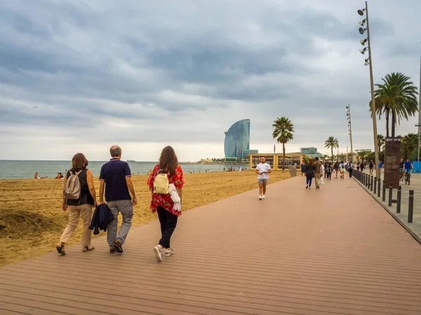 Barcelona Spanya Ağustos 2018 Şehir Plajı 400 Metre Uzunluğunda Dünyanın — Stok fotoğraf
