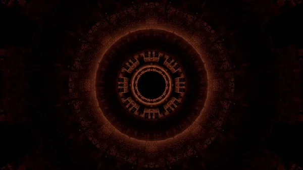Kosmické Prostředí Oranžovým Kruhem Světel Černým Pozadím — Stock fotografie
