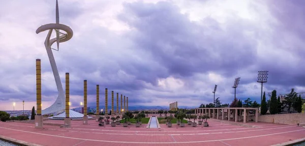 Barcelona Španělsko Srpna 2018 Malebná Základní Architektura Olympijského Parku Kopci — Stock fotografie