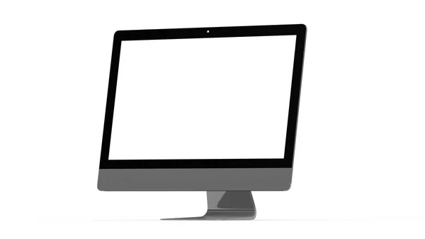 Flat Monitor White Screen Computer Display Digital Wide Screen Slim — Stock Photo, Image