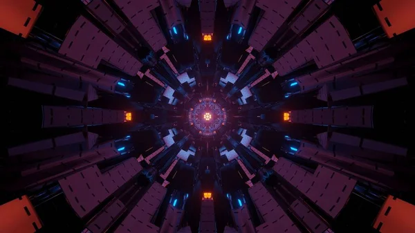 Uno Sfondo Astratto Avveniristico Tunnel Circolare Con Luci Fluorescenti Blu — Foto Stock