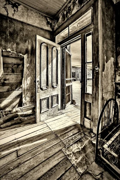 Sepia Tone Old Abandoned House Bodie State Historic Park California — Stock Photo, Image