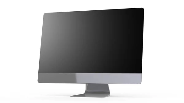 フラットモニターホワイトスクリーンコンピュータ Pcディスプレイデジタルワイドスクリーンとスリム3D — ストック写真