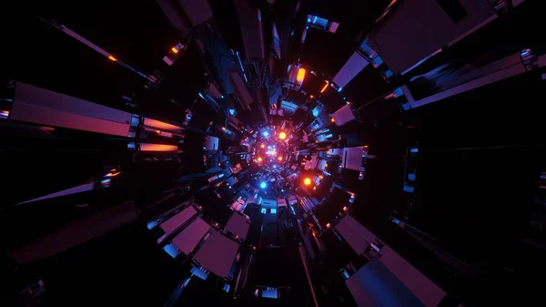 Fond Abstrait Rendu Tunnel Circulaire Futuriste Avec Des Lumières Bleu — Photo