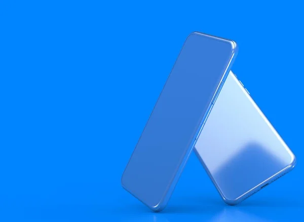 Nový Smartphone Prázdnou Obrazovkou Izolované Flat Blue — Stock fotografie
