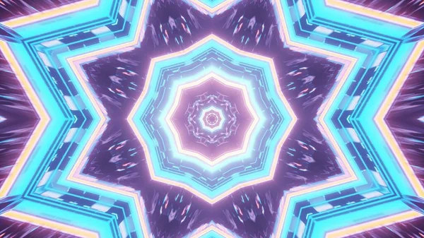Футуристический Симметричный Абстрактный Фон Восьмиугольными Формами Красочными Неоновыми Огнями — стоковое фото
