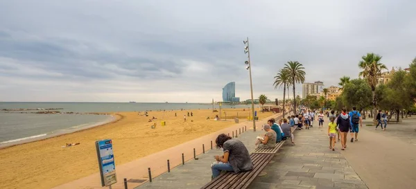 Barcelona Spain Aug 2018 City Beach 400 Meters Long One — Stock Photo, Image