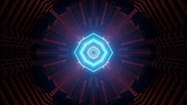 Космический Фон Голубыми Лазерными Огнями Геометрических Формах — стоковое фото