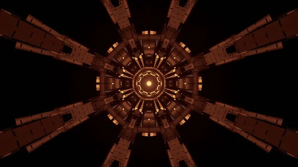 Космический Фон Золотыми Лазерными Огнями Узорчатых Формах — стоковое фото