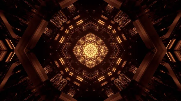 Ein Kosmischer Hintergrund Mit Goldenen Laserlichtern Gemusterten Formen — Stockfoto