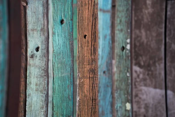 Closeup Shot Wooden Blue Brown Rustic Surface — Stock Photo, Image