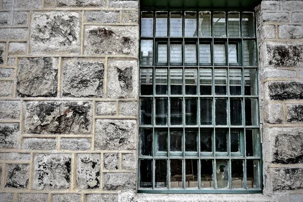 Une Fenêtre Avec Des Barreaux Métalliques Pénitencier État Est — Photo