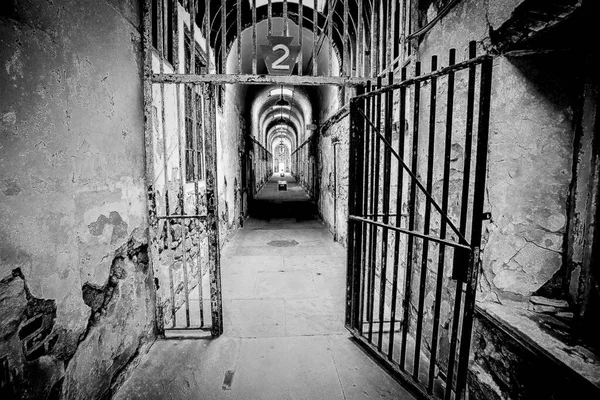 Een Interieur Grijswaarden Opname Van Eastern State Penitentiary Philadelphia Pennsylvania — Stockfoto