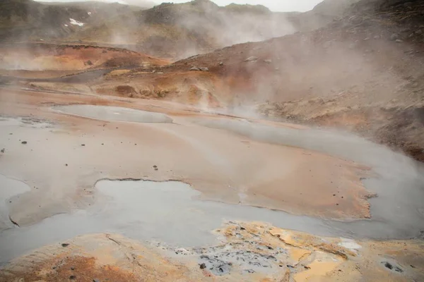 Aktív Vulkáni Területek Gyönyörű Fotója Izlandon — Stock Fotó